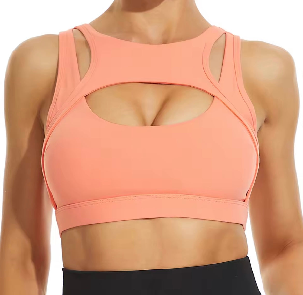 Cutout Strappy Push-Up Sports Bra