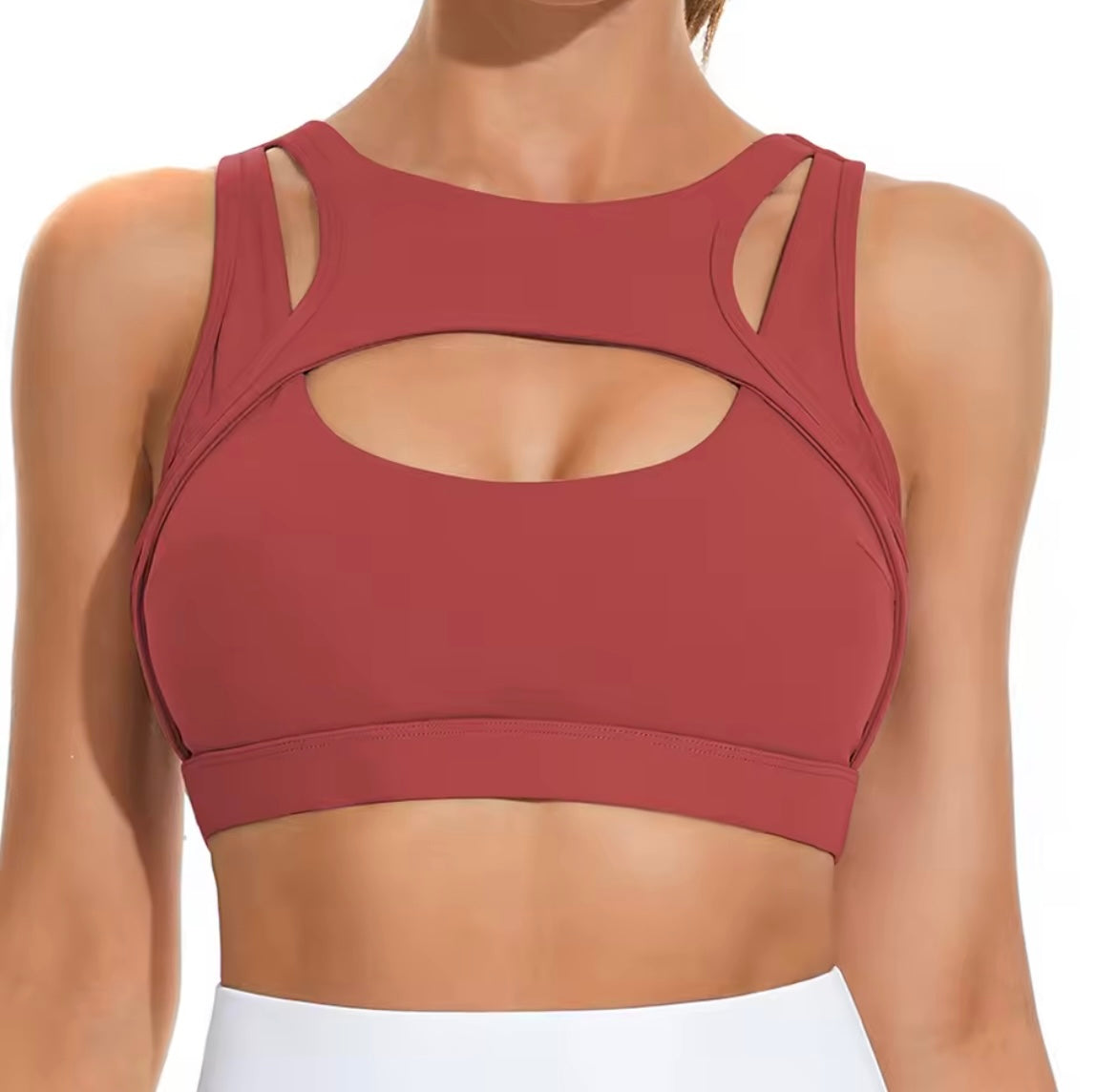 Cutout Strappy Push-Up Sports Bra