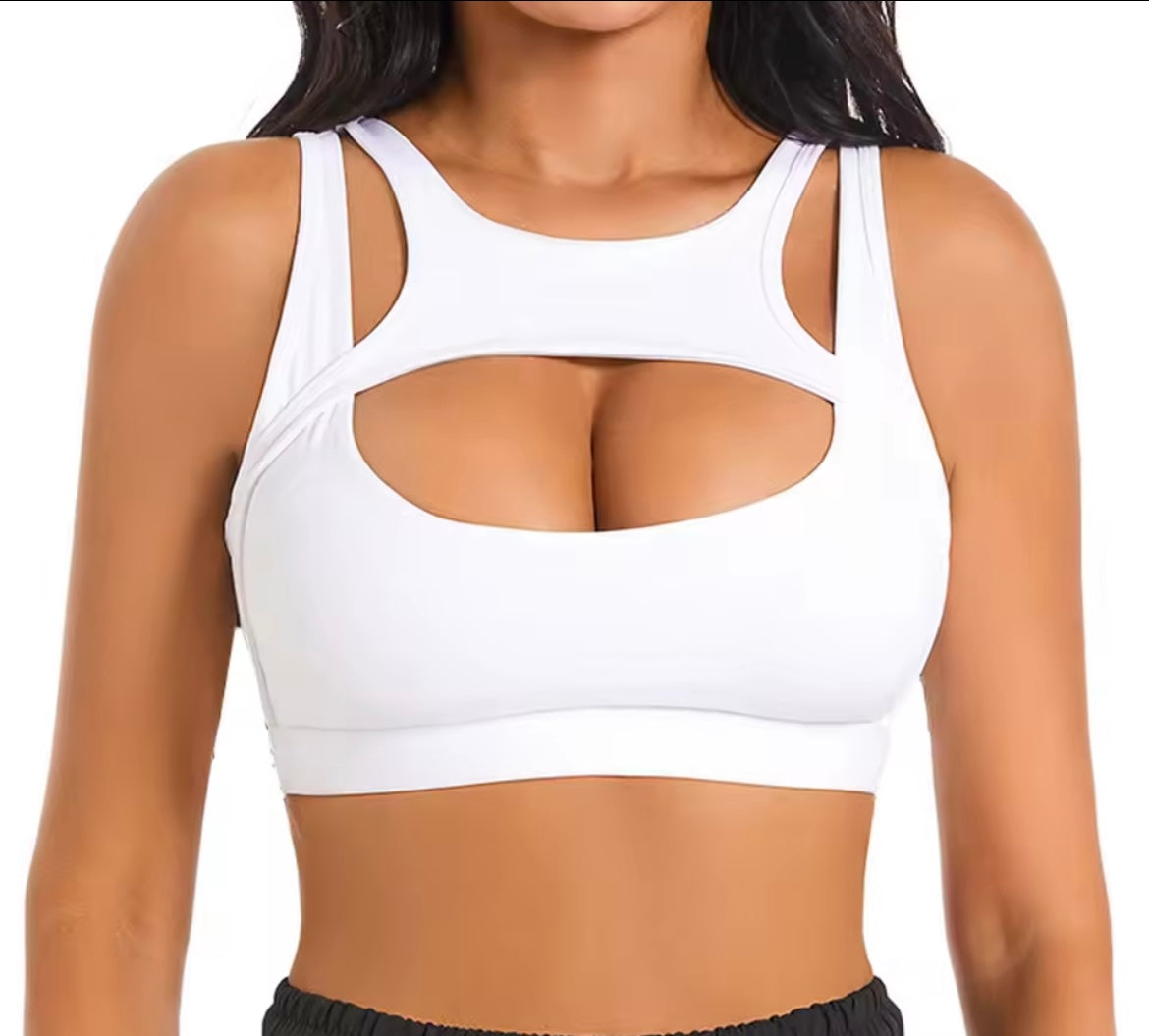 Cutout Strappy Push-Up Sports Bra