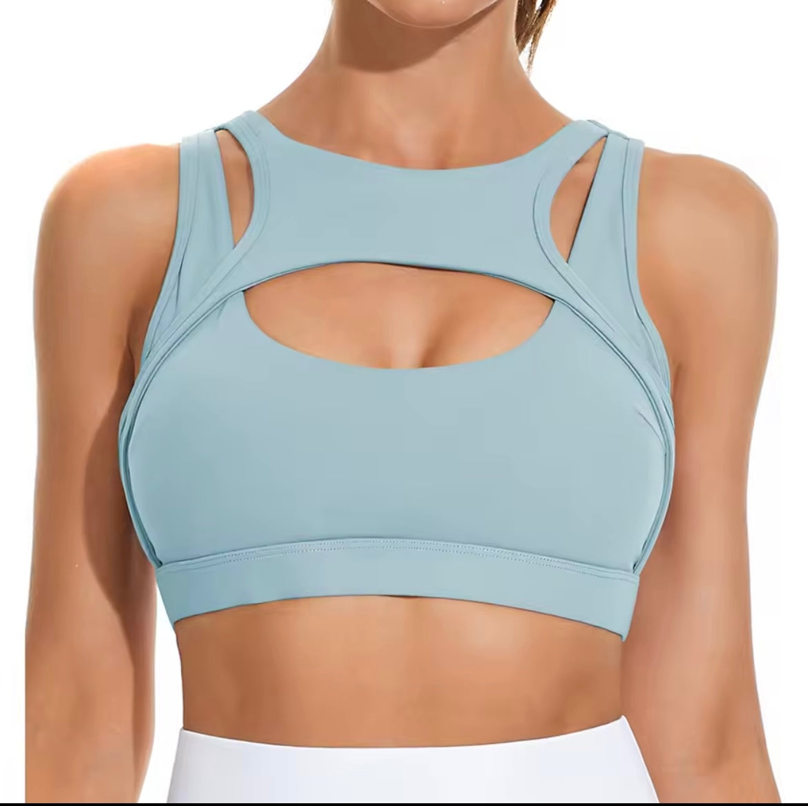 Cutout Strappy Push-Up Sports Bra