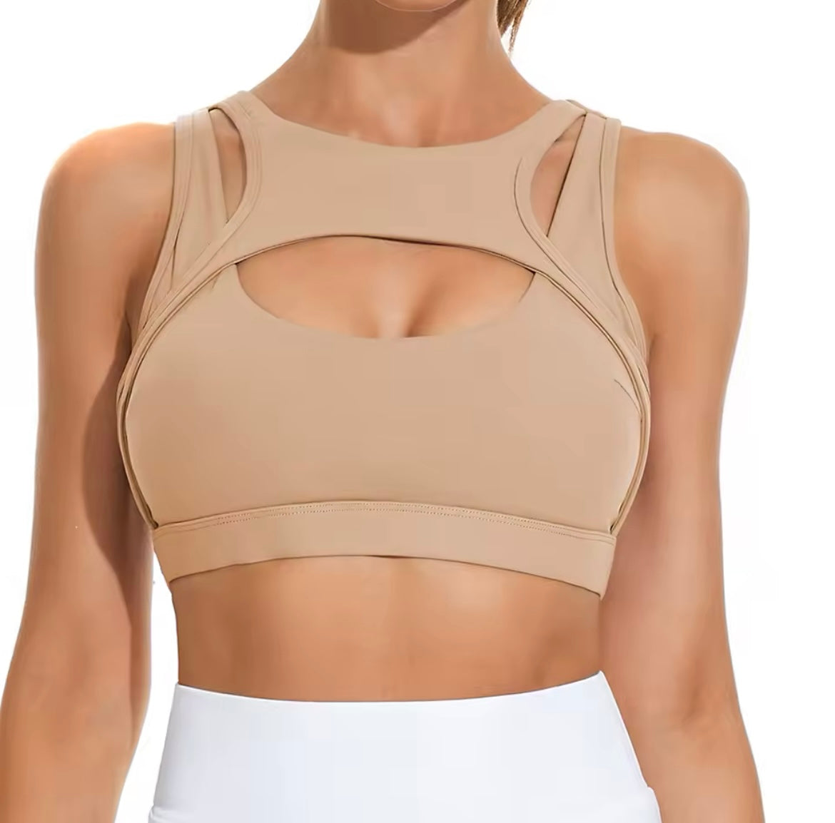 Cutout Strappy Push-Up Sports Bra